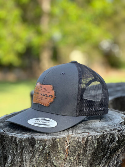 Country Labelled Cap - Charcoal & Leather Patch