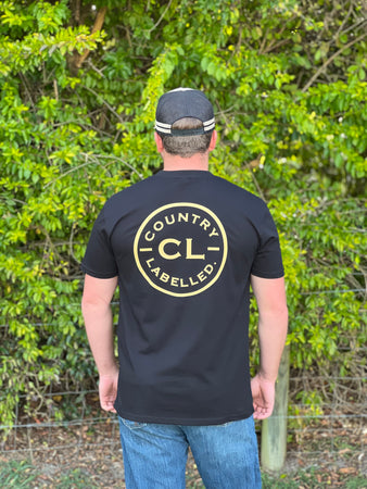 Mens Classic Signature CL T Shirt - Black - Tan Logo