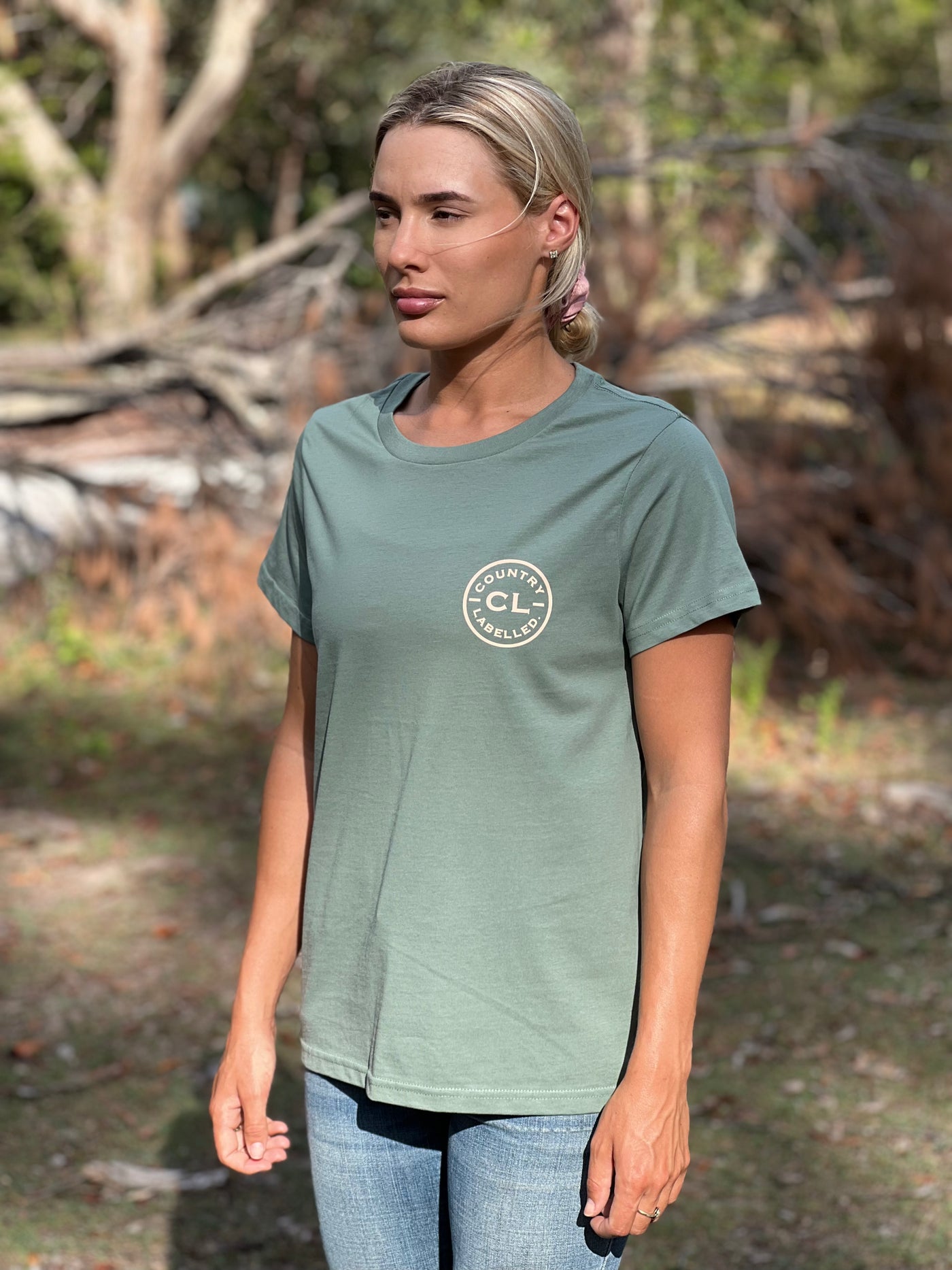 Women's Classic Signature CL T Shirt  - Sage - Wheat Grass Logo