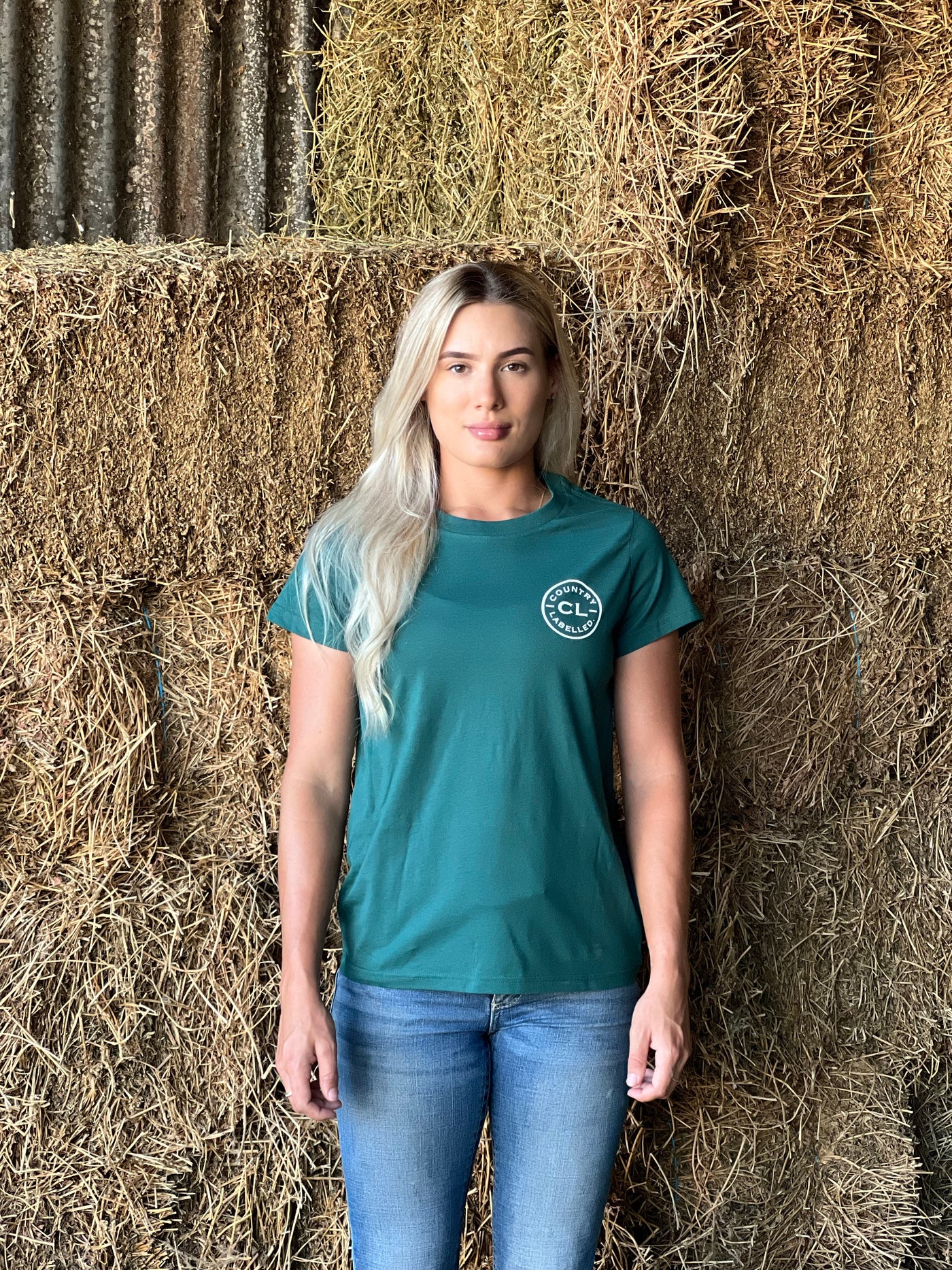 Women's Classic Signature CL T Shirt  - Forest Green - White  Logo