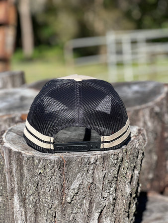 Country Labelled Stripe Cap Khaki & Black