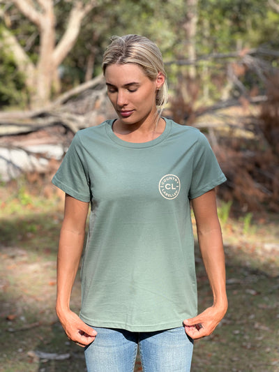 Women's Classic Signature CL T Shirt  - Sage - Wheat Grass Logo