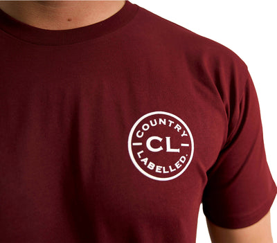 Mens Classic Signature CL T Shirt  - Burgundy  - White Logo